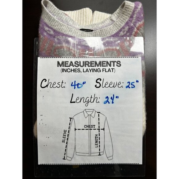 Talbots Petite Fair Isle Sweater Large Cream Prple Pink Nordic Knit Alpaca Blend - Picture 5 of 5